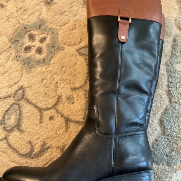 Franco Sarto “Lizbeth” Women’s Leather Riding Boots Black/Tan 7.5 M - Picture 4 of 7